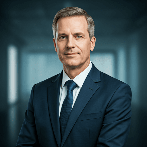 Headshot of Dr. Alistair Thorne in a navy suit.